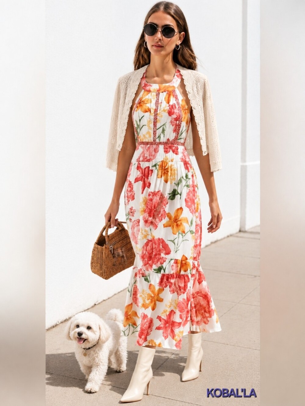 ANTHROPOLOGIE🐞Abel The Label White Floral Halter Neck Smocked Maxi Dress  Sz: M